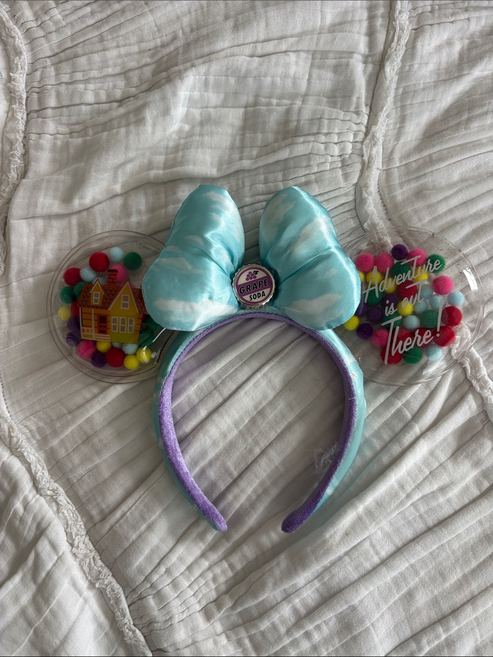 Grape Soda Up Pom-Pom Mouse Ear Headband